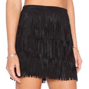 Leather Fringe Mini Skirt